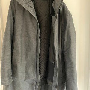 THEORY HALLSEY BERNE CHARCOAL 3IN1 COAT HOODED JACKET MEN’S SIZE M was $1000 New